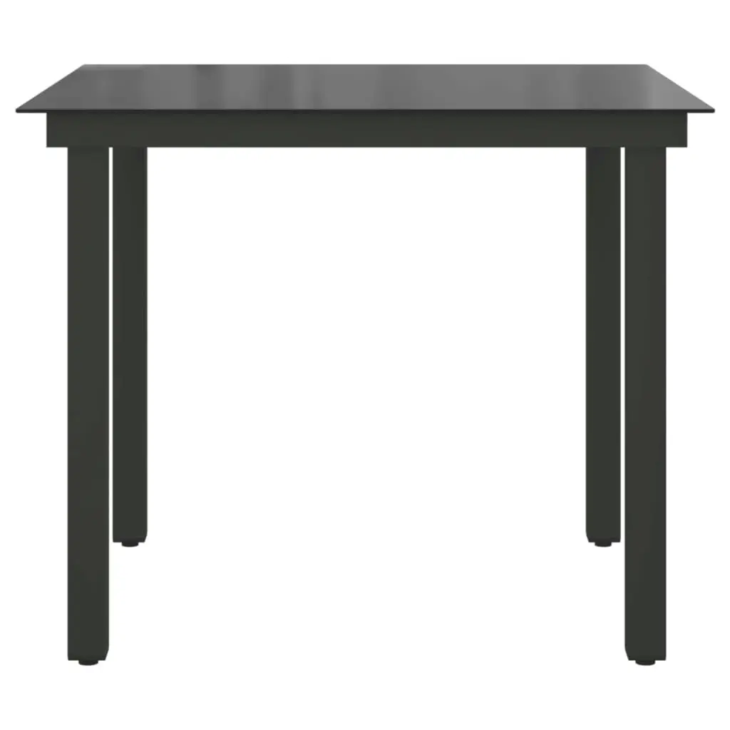 Garden Table Black 80x80x74 cm Aluminium and Glass 42787