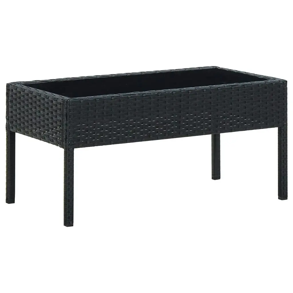 Garden Table Black 75x40x37 cm Poly Rattan 45904