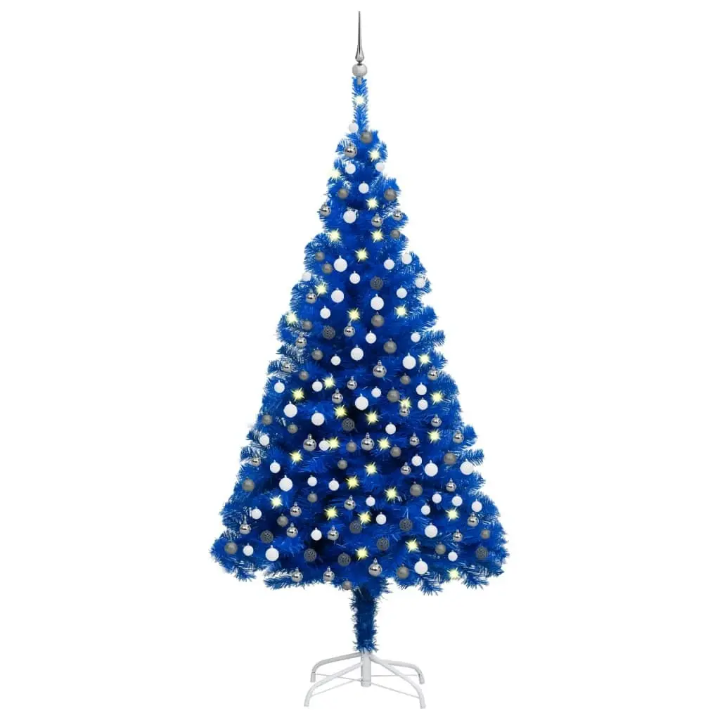 Artificial Pre-lit Christmas Tree with Ball Set Blue 240 cm PVC 3077683