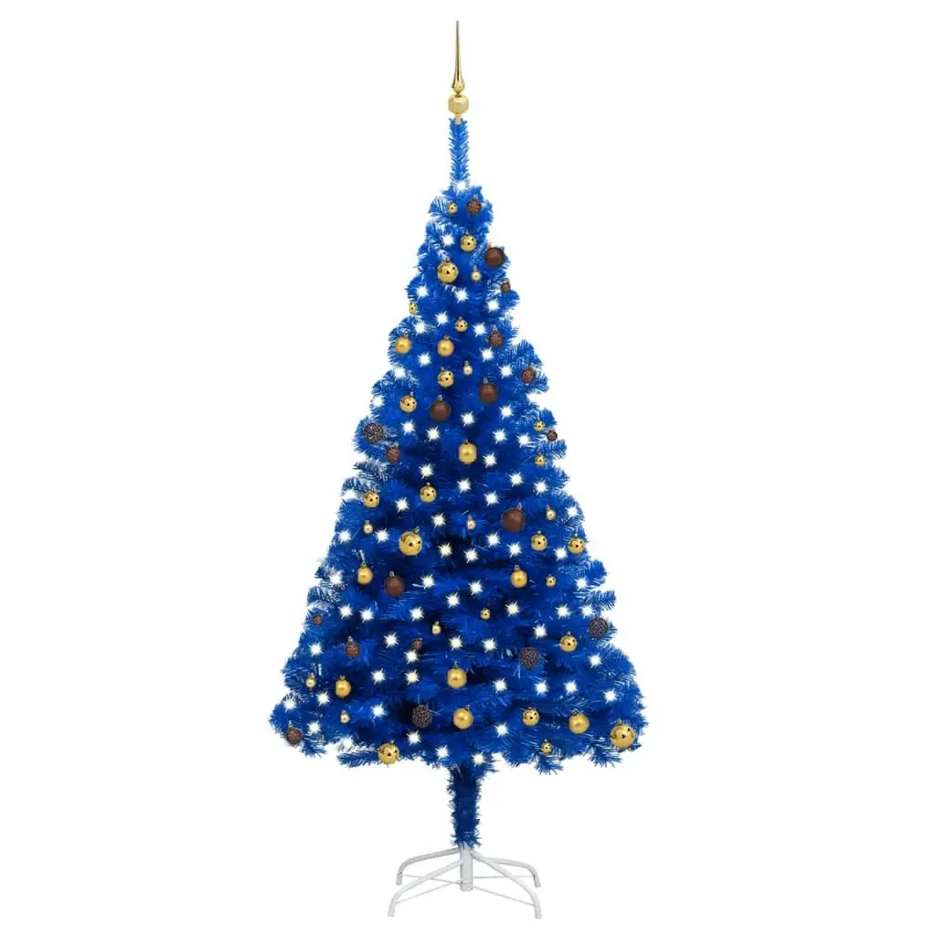 Artificial Pre-lit Christmas Tree with Ball Set Blue 240 cm PVC 3077511