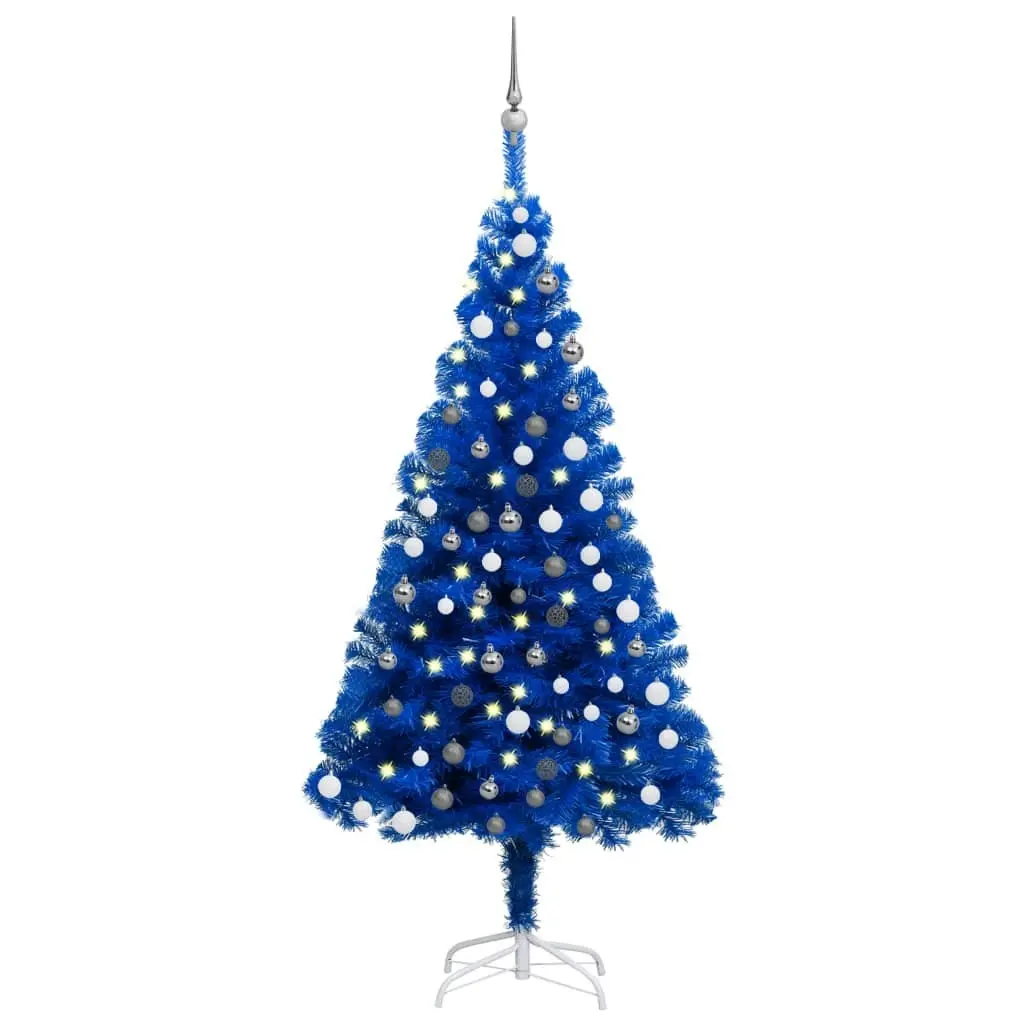 Artificial Pre-lit Christmas Tree with Ball Set Blue 120 cm PVC 3077679