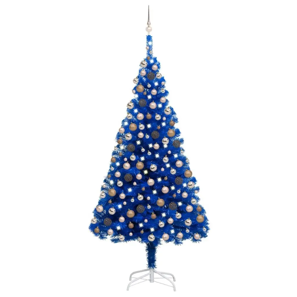 Artificial Pre-lit Christmas Tree with Ball Set Blue 240 cm PVC 3077597