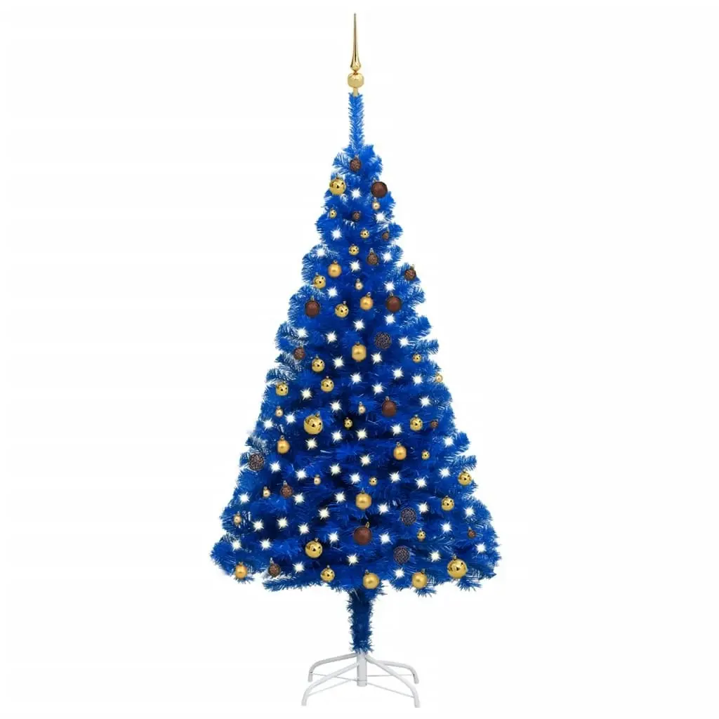 Artificial Pre-lit Christmas Tree with Ball Set Blue 210 cm PVC 3077510