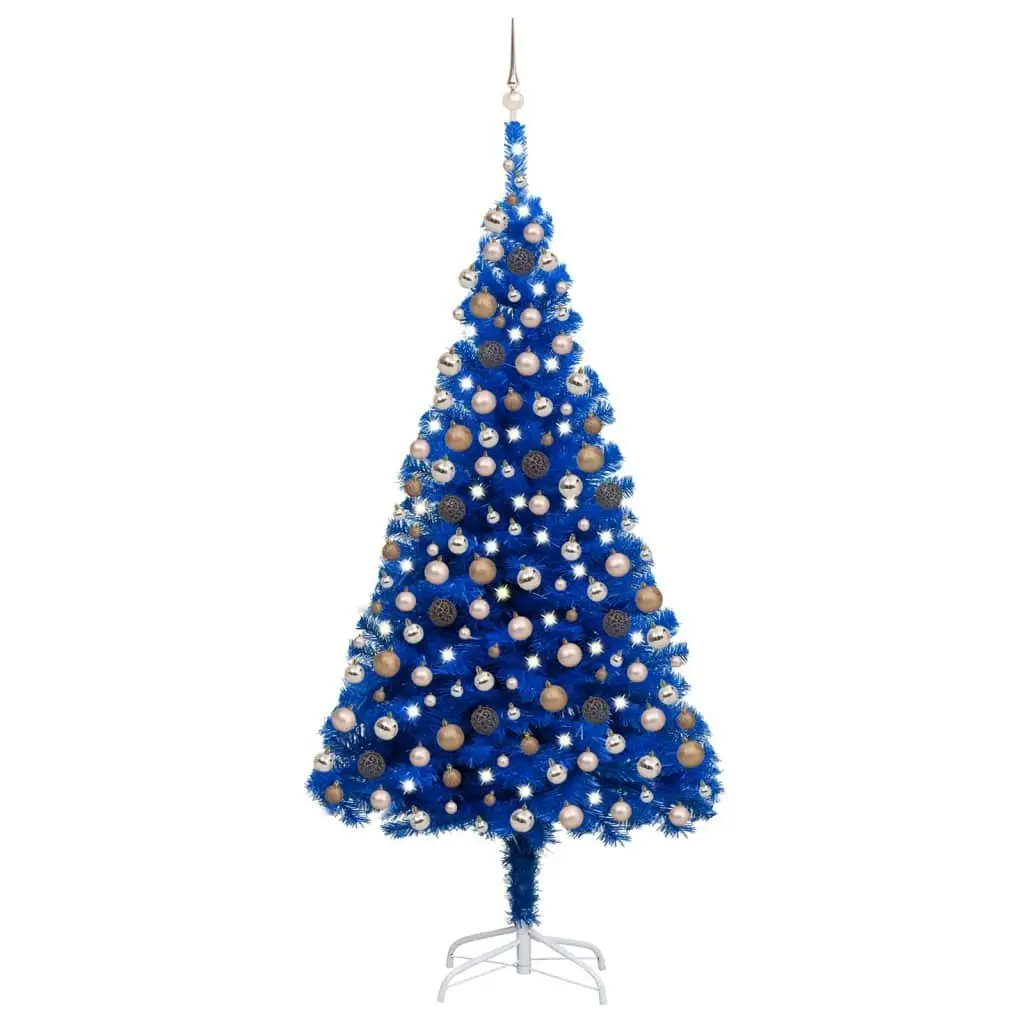 Artificial Pre-lit Christmas Tree with Ball Set Blue 210 cm PVC 3077596