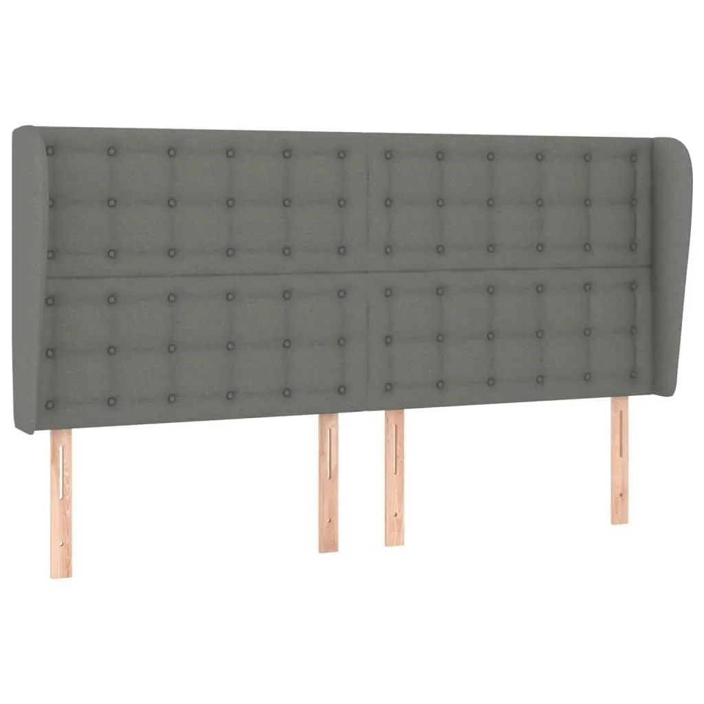 Headboard with Ears Dark Grey 163x23x118/128 cm Fabric 3118397