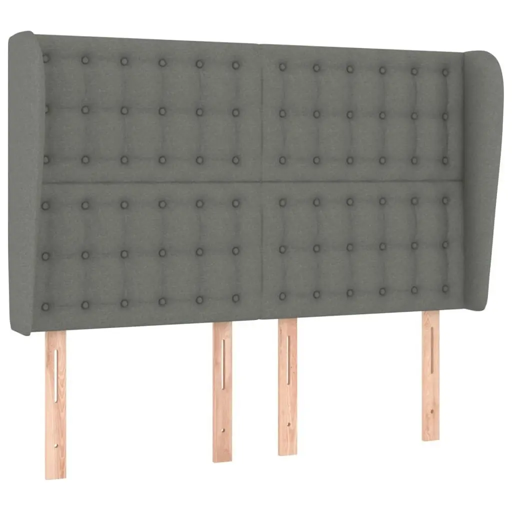 Headboard with Ears Dark Grey 147x23x118/128 cm Fabric 3118389