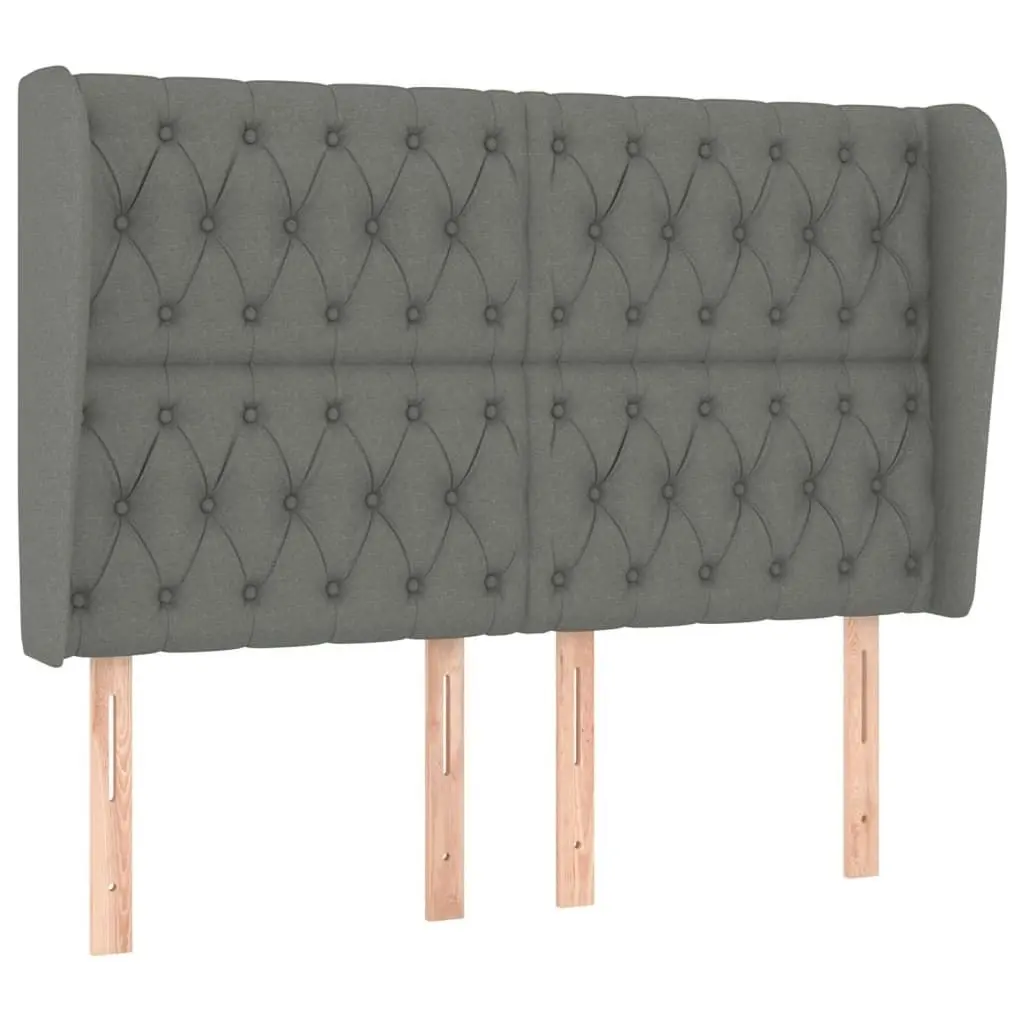 Headboard with Ears Dark Grey 147x23x118/128 cm Fabric 3118291