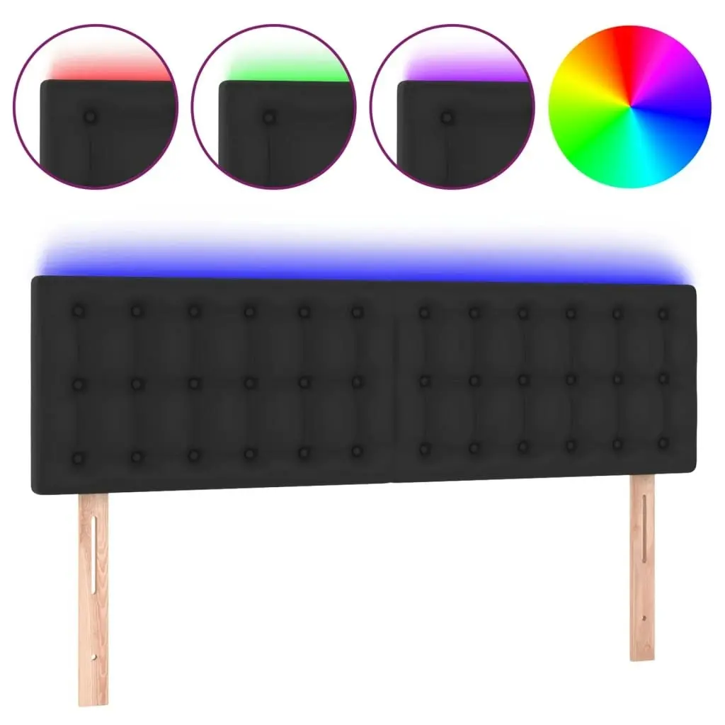 LED Headboard Black 144x5x78/88 cm Faux Leather 3121702