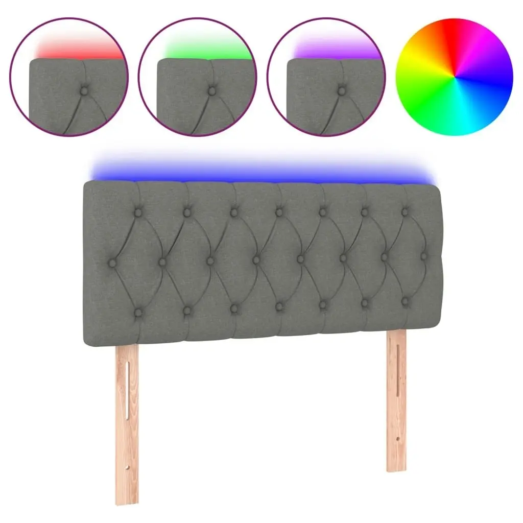 LED Headboard Dark Grey 100x7x78/88 cm Fabric 3121939