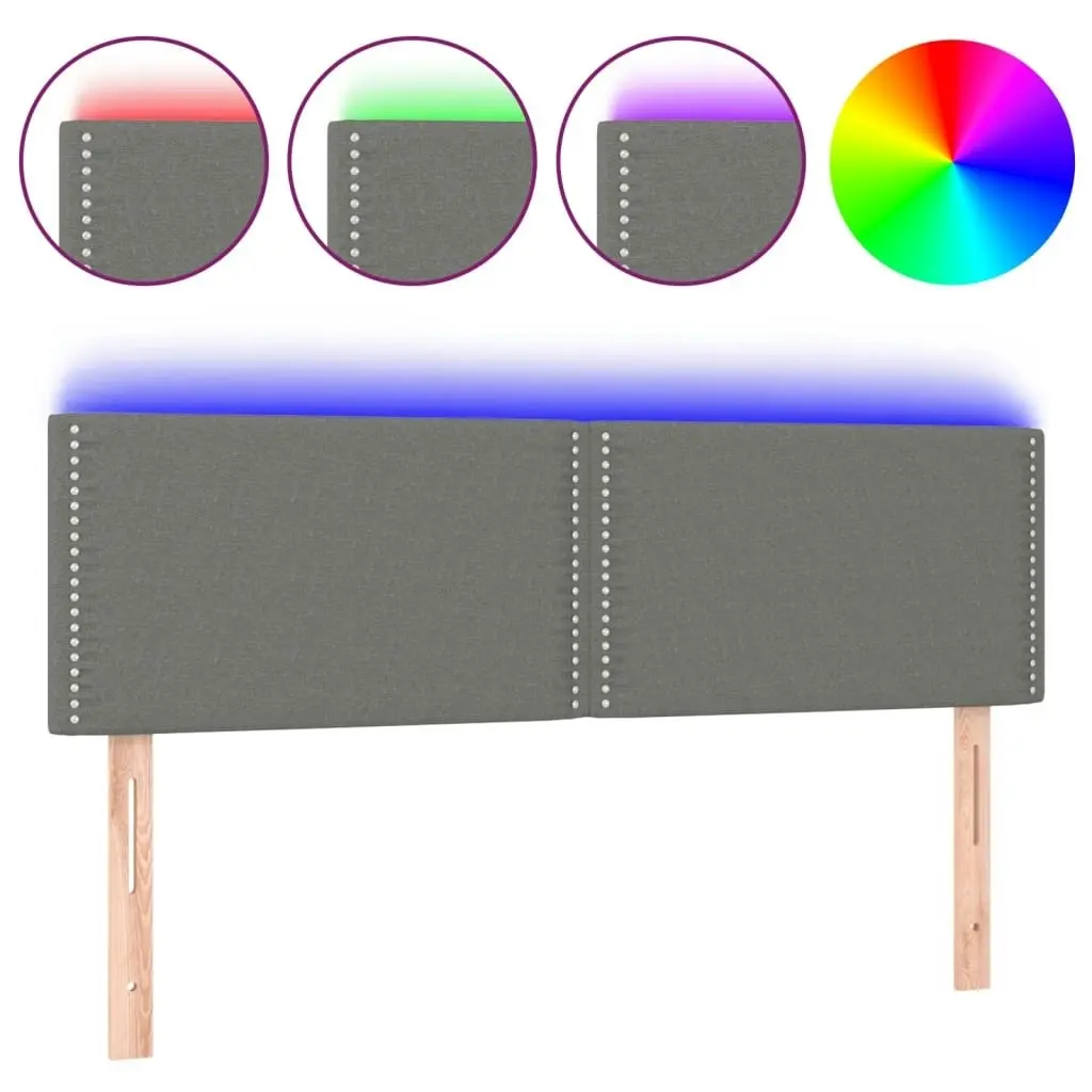 LED Headboard Dark Grey 144x5x78/88 cm Fabric 3121471