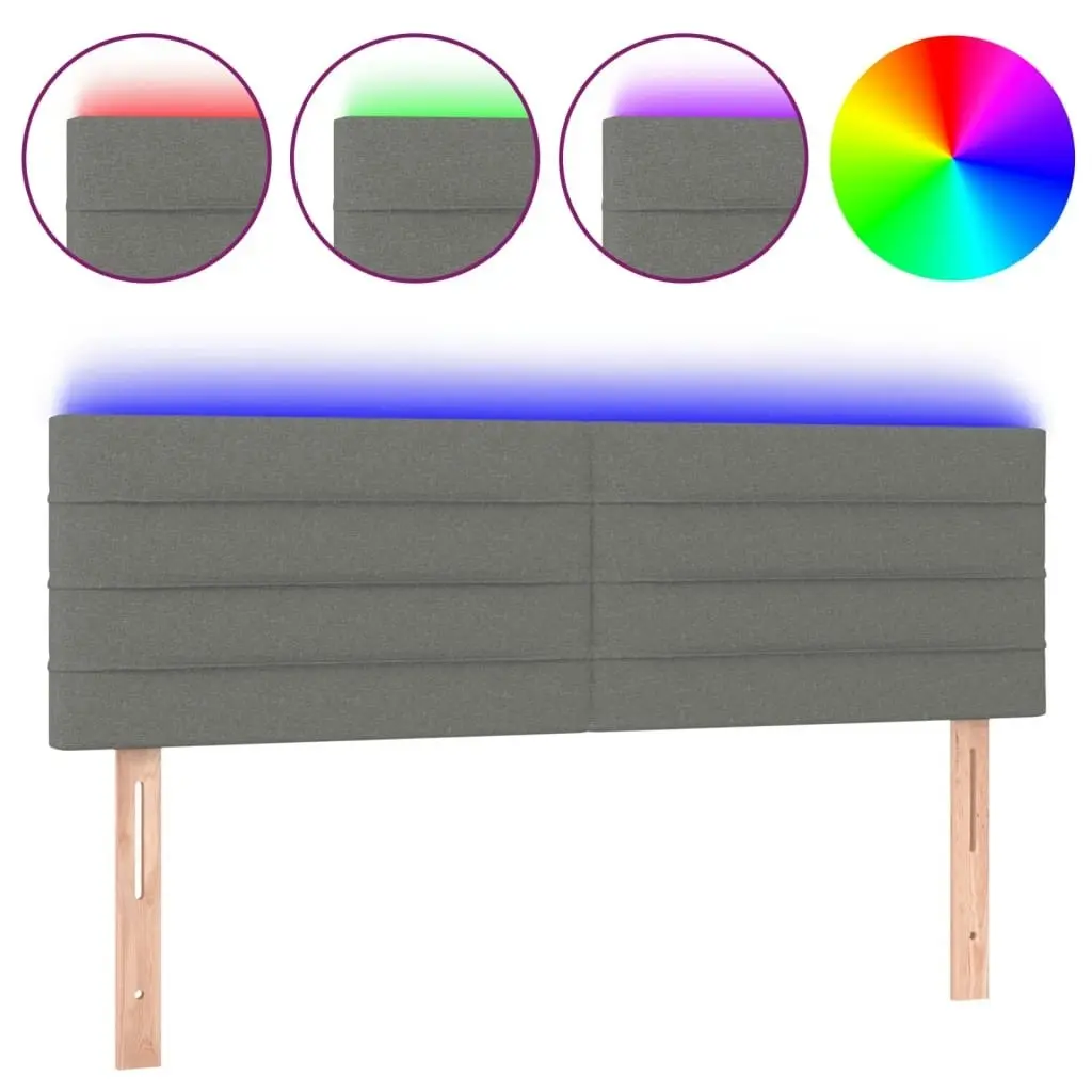 LED Headboard Dark Grey 144x5x78/88 cm Fabric 3121751