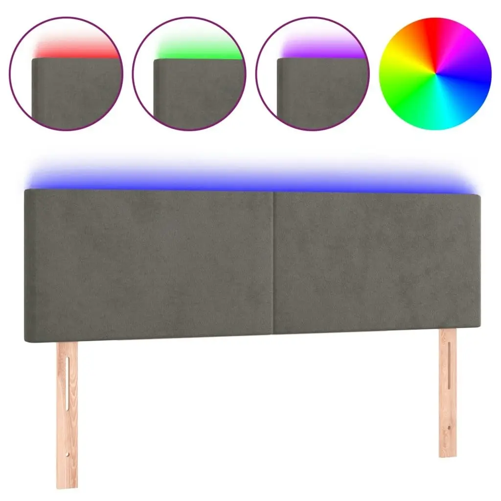 LED Headboard Dark Grey 144x5x78/88 cm Velvet 3121381