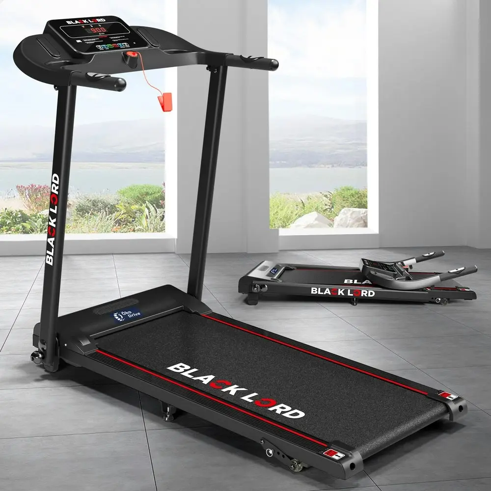 Black Lord Treadmill Electric Exercise Running Machine Incline Foldable 380mm