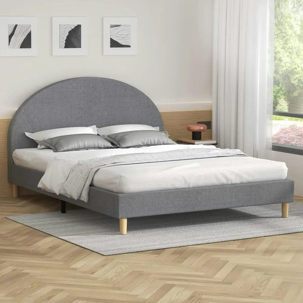 Alfordson Bed Frame Double Size Mattress Base Platform Grey Fabric CALLA