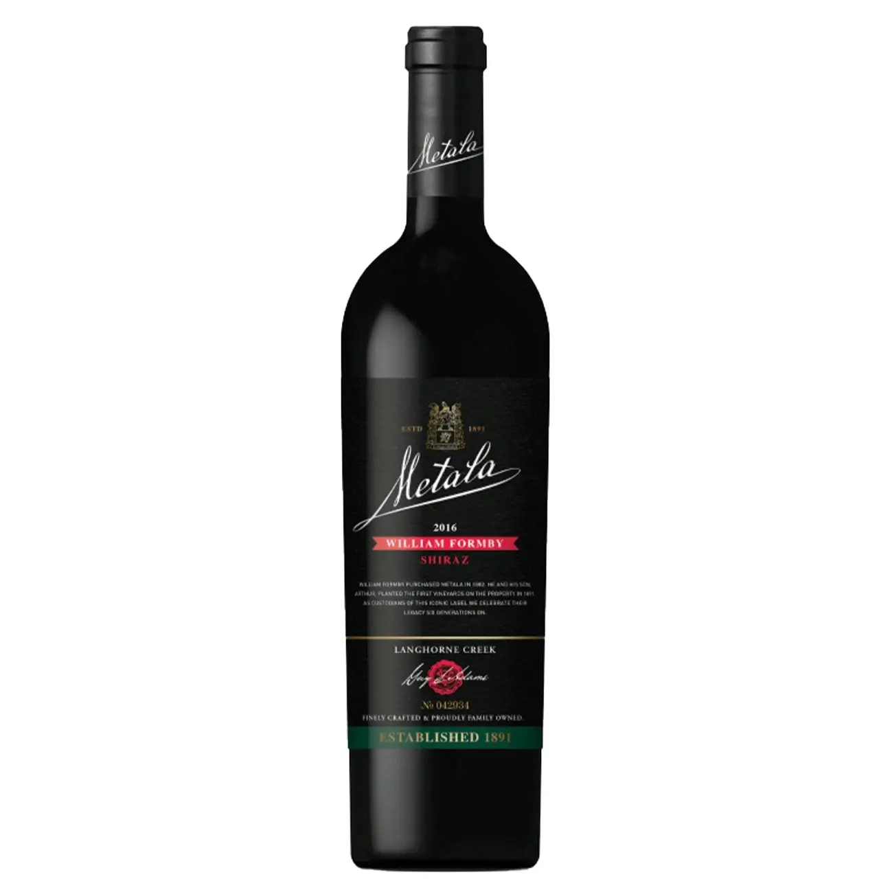 Metala William Formby Shiraz, Langhorne Creek 2016 (12 Bottles)