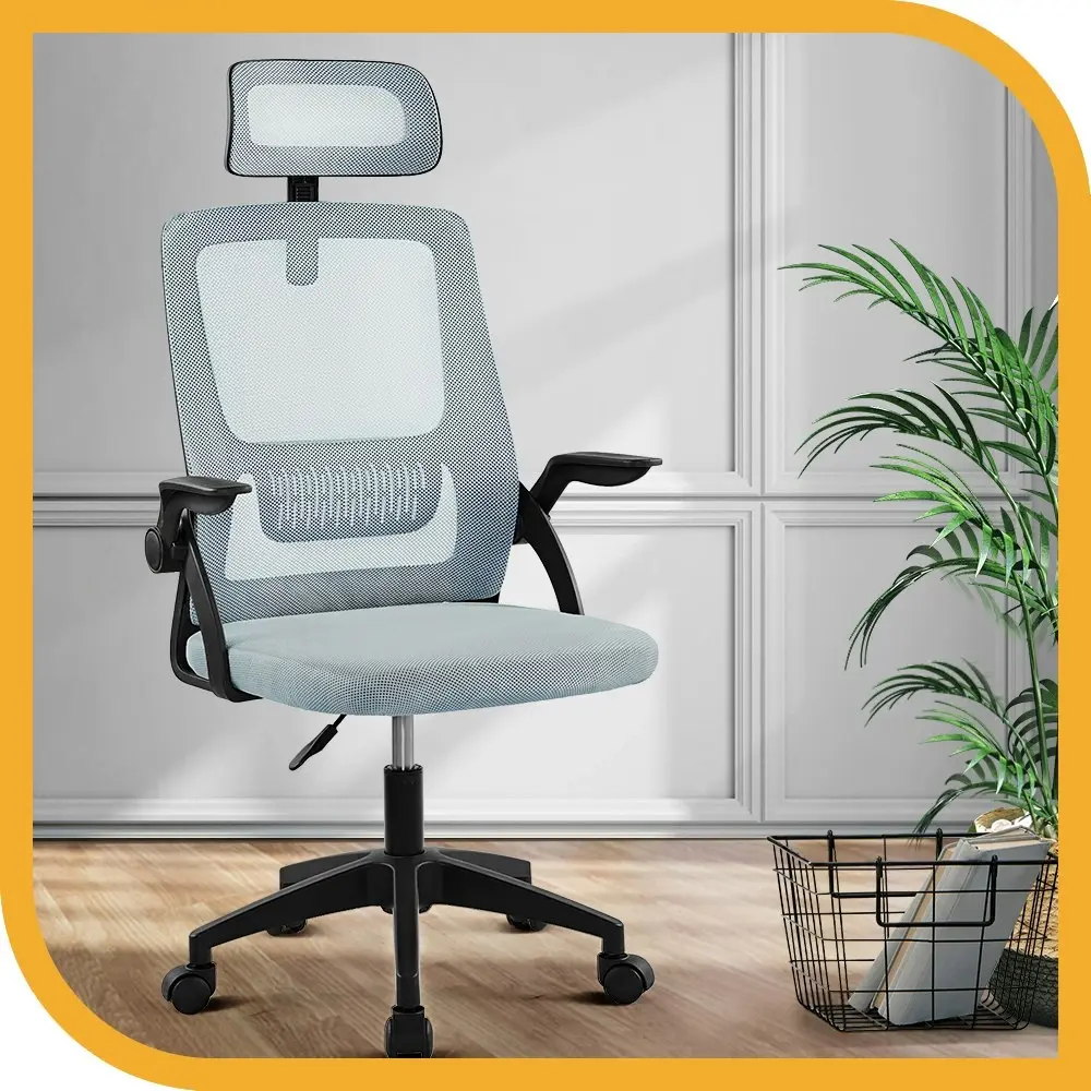 Furb Office Chair Computer Gaming Mesh Chairs Study Chairs Headrest Cloud Grey