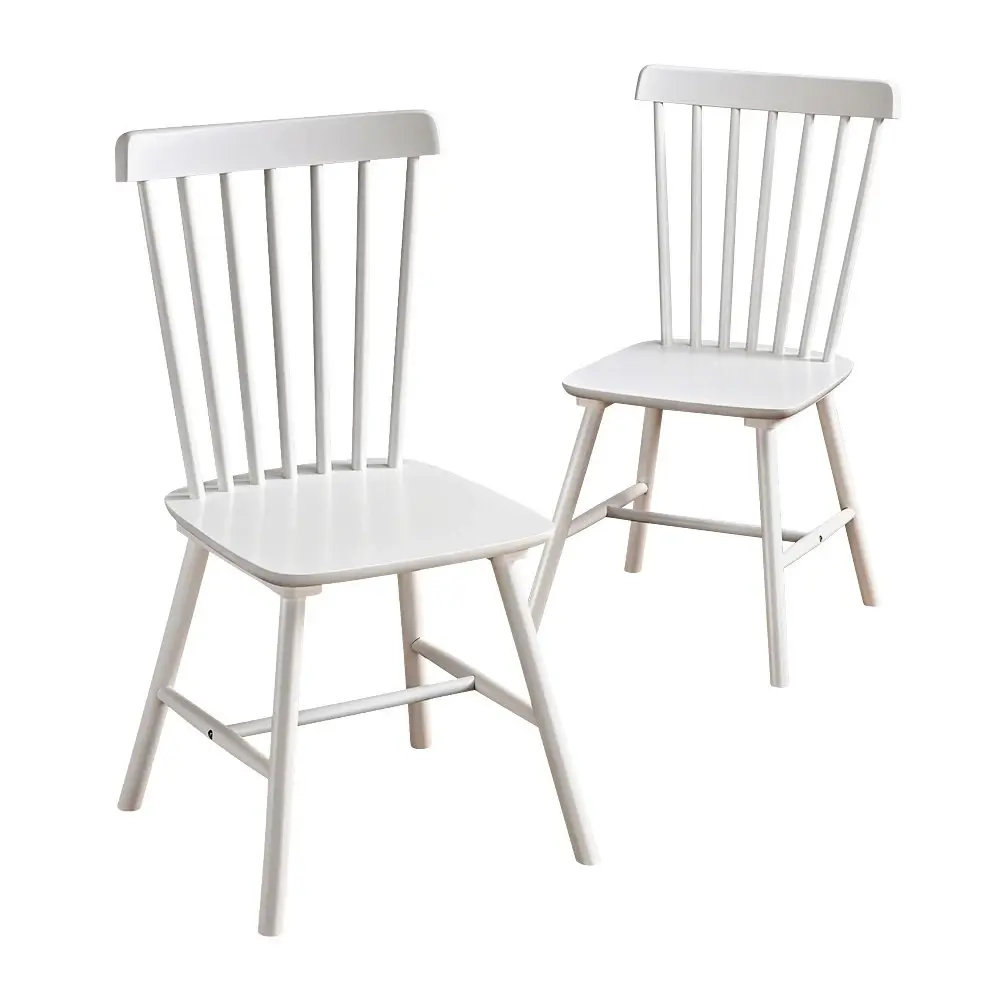 Furb 2x Dining Chairs Minimalist Vertical Back Chair Wooden Chair Home White