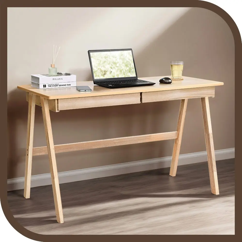 Furb 140CM Writing Computer Desk Wooden Study Home Office Desk with 2 Drawers