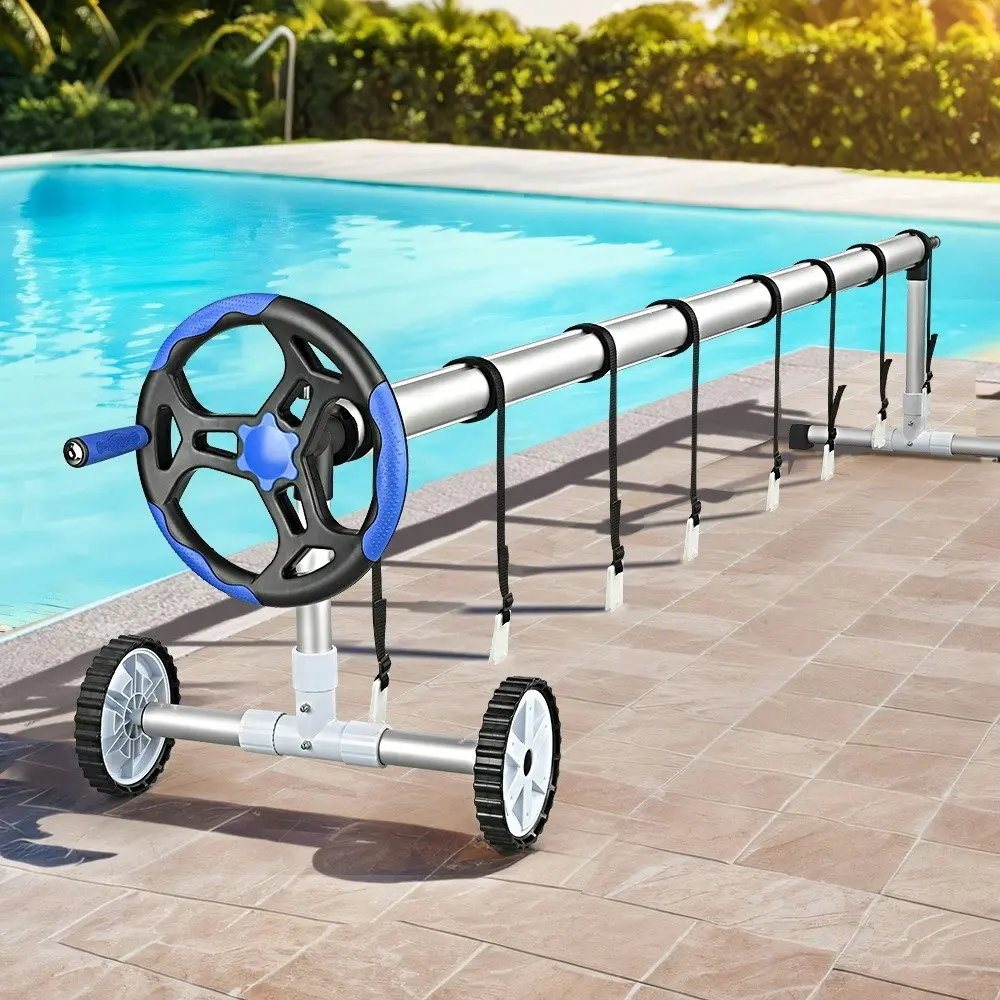 Groverdi Pool Cover Roller Adjustable 6M Solar Cover Reel Swimming  Blue