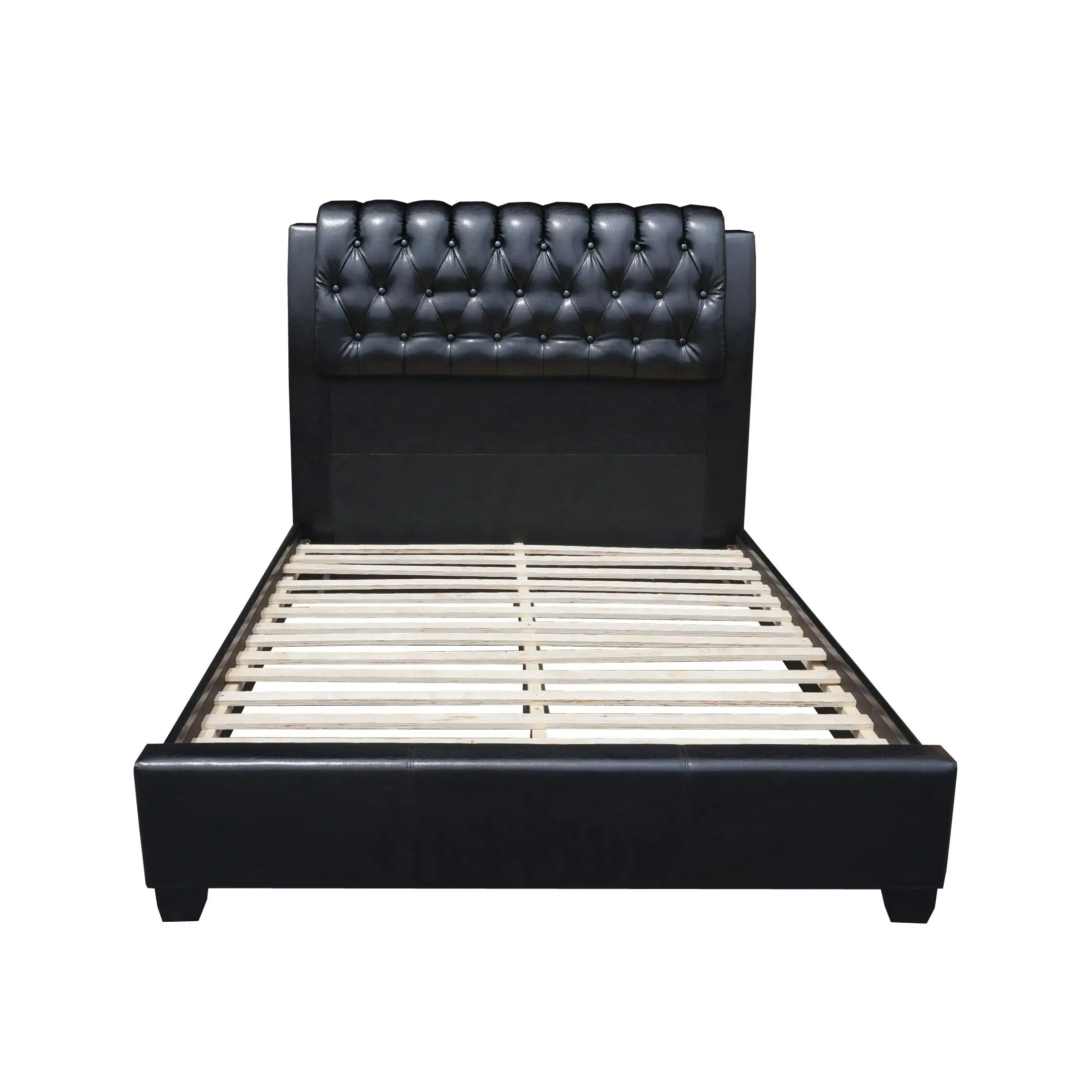 Thomson Double Bed PU Bed Frame with Timber Slats