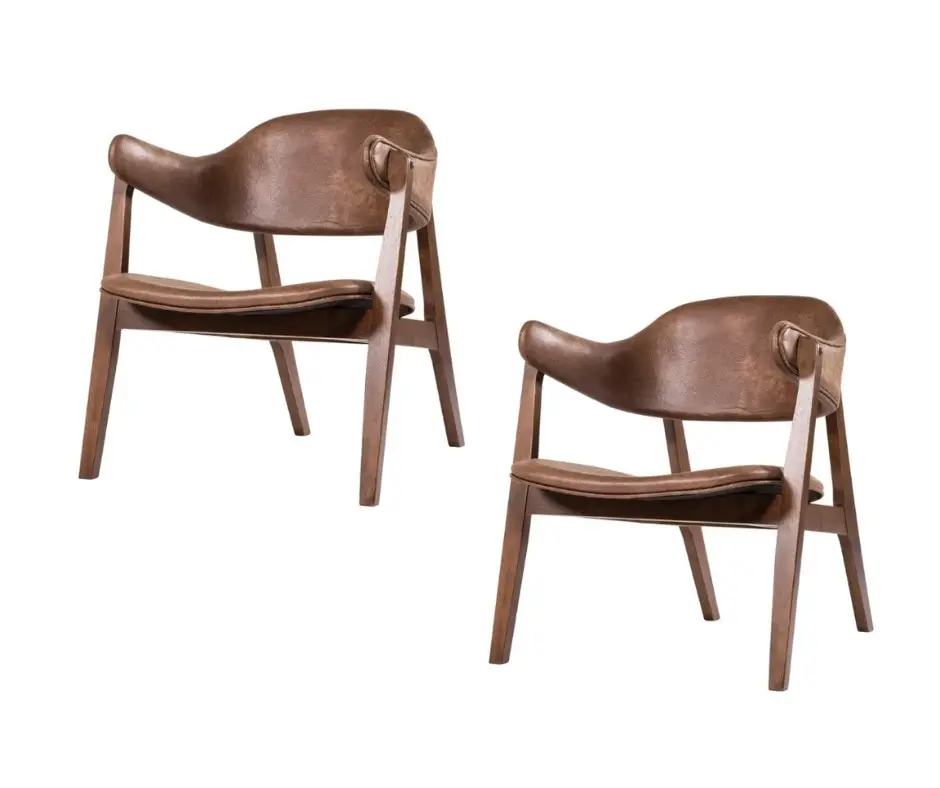 Angela Lounge Chair Set of 2 - Walnut