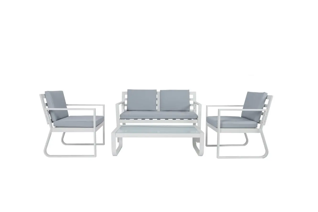 Coogee 4-Pieces Aluminium Outdoor Lounge Setting —White