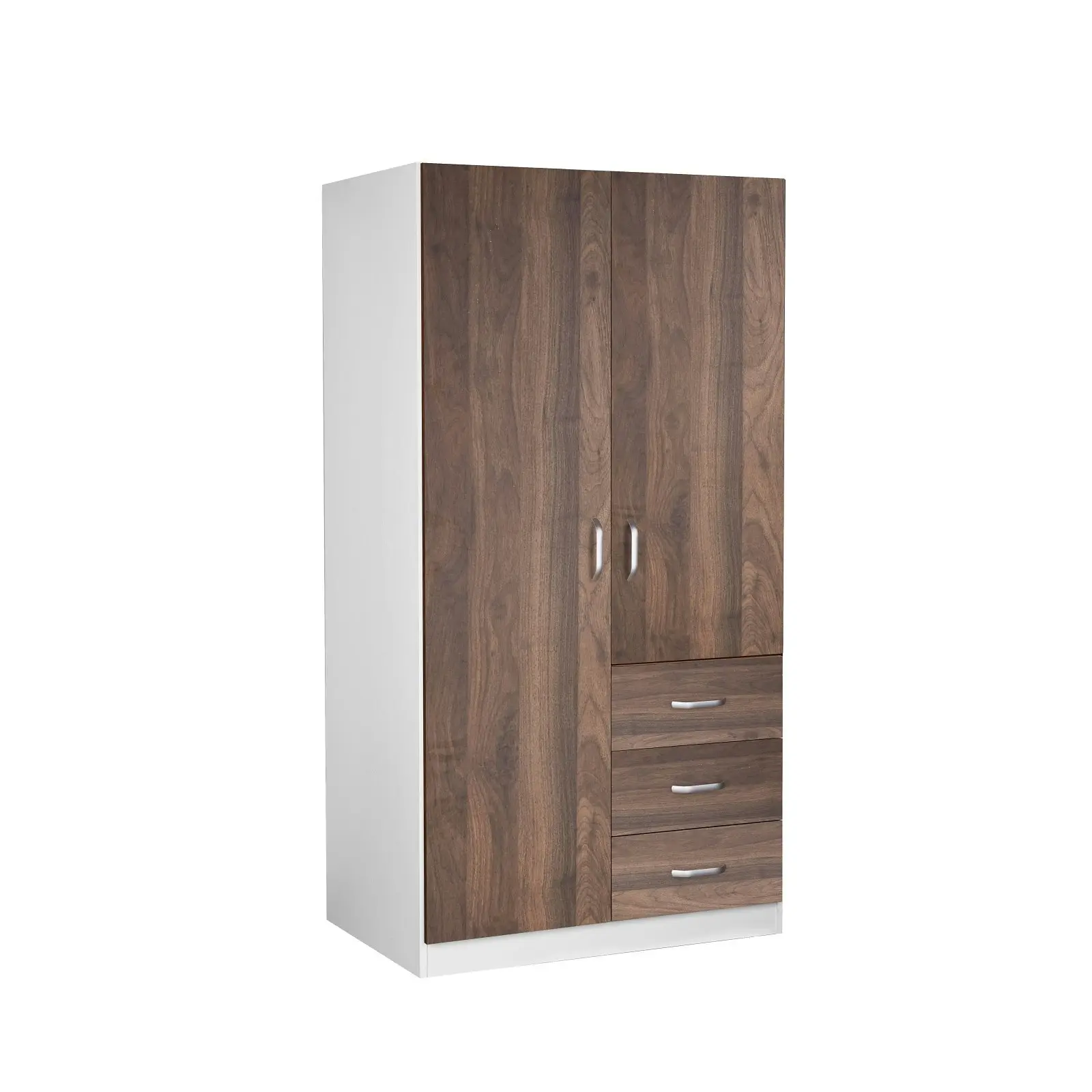 Zetland Wardrobe 2 Door 3 Drawer - Walnut