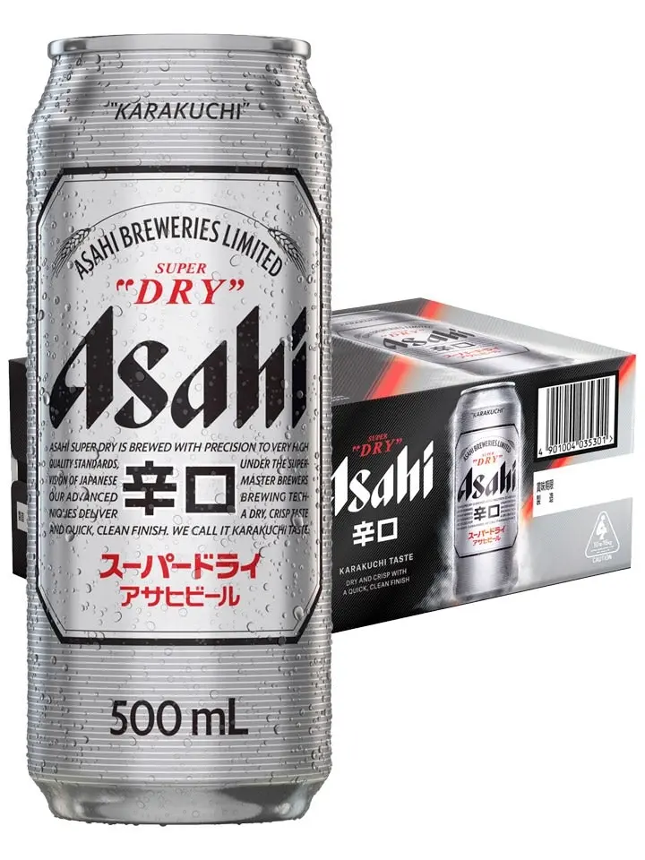 Asahi Super Dry Beer Case 4 X 6 Pack 500ml Cans