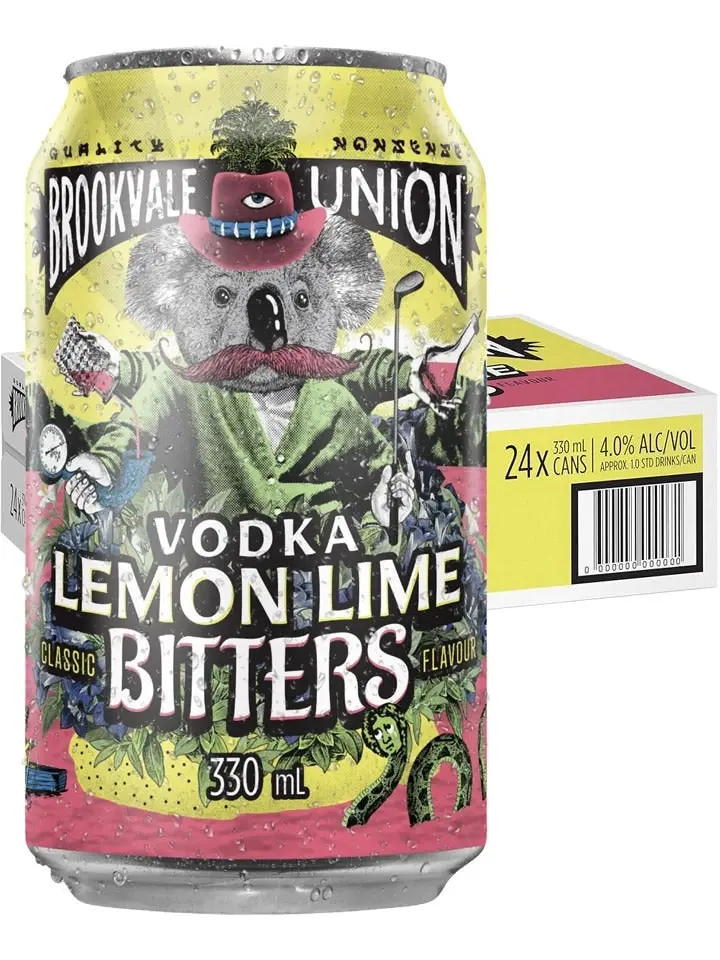 Brookvale Union Vodka Lemon Lime & Bitters Case 24 X 330ml Cans