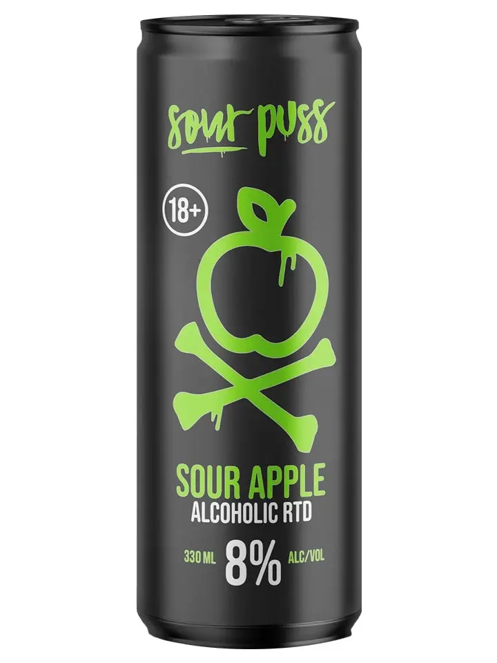 Wet Pussy Sour Puss Sour Apple Alcoholic Rtd 8% Premix 24 X 330ml Cans