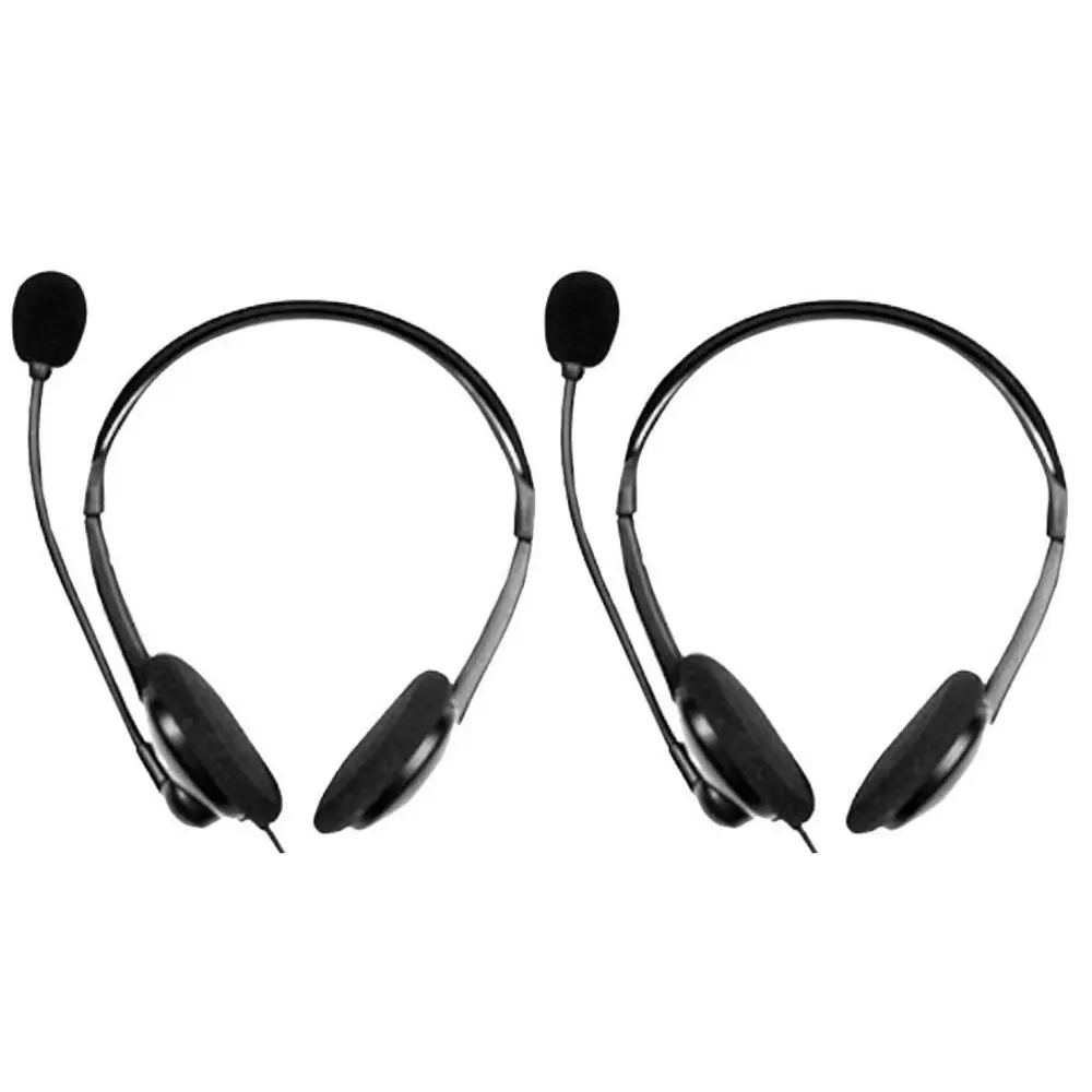 2PK Sansai Stereo Headset/Headphones w/ Microphone for Computer PC Skype/Gaming