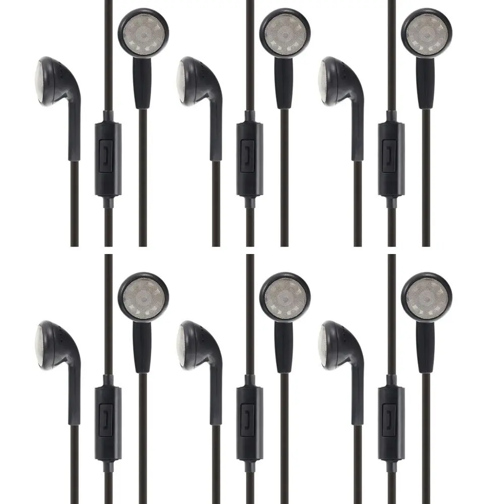 6x Moki Stereo In-Ear Earphones 3.5mm Headset w/Volume Control/In-Line Mic BLK