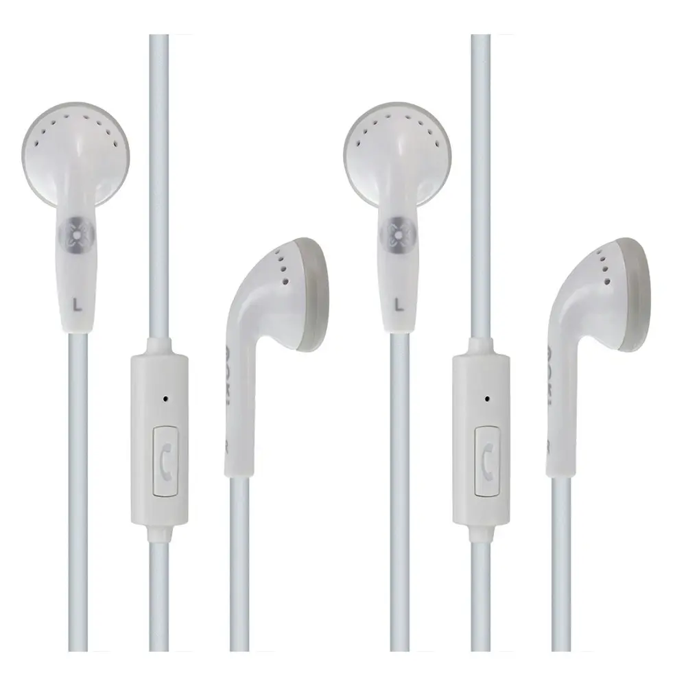 2x Moki Stereo In-Ear Earphones 3.5mm Headset w/Volume Control/In-Line Mic White