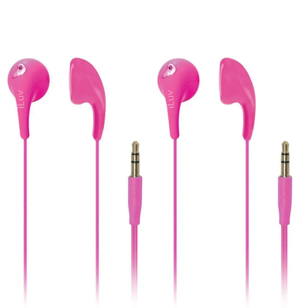 2PK ILuv Pink Bubble Gum 2 Earphones Headphones In-Ear for iPhone Android iPod