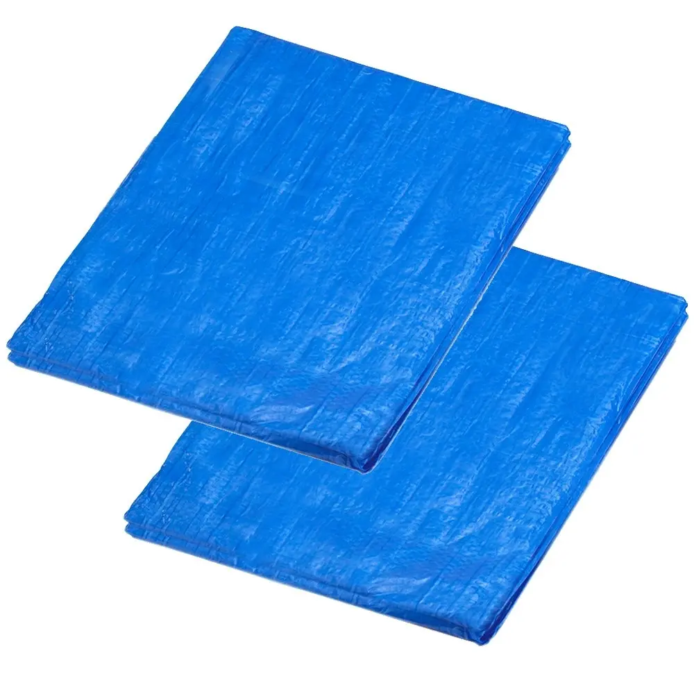 2x Polyethylene Waterproof 7.2x5.4m Tarpaulin Plastic Cover Canopy Sheet Tarp BL