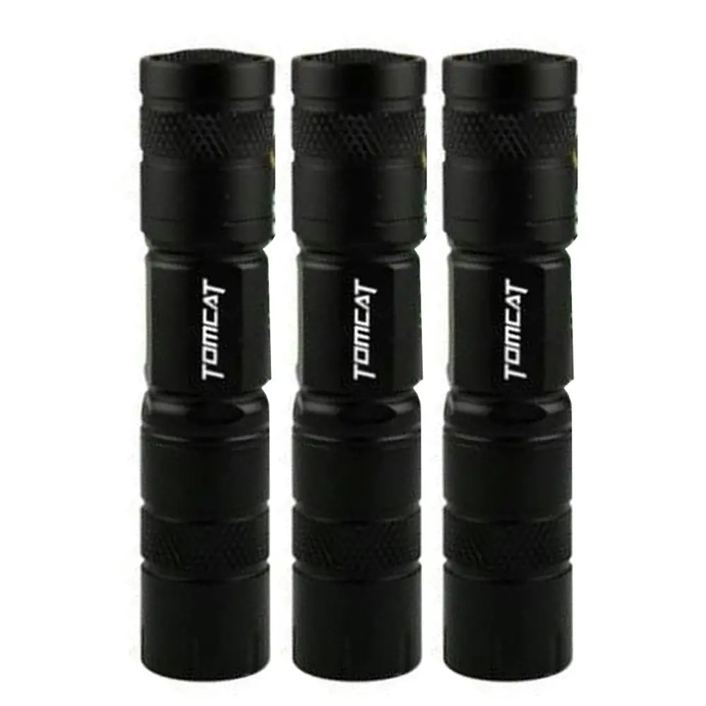 3x Tomcat 0.5W LED Light 9cm Aluminium Pocket Torch Flashlight w/AA Battery Asst