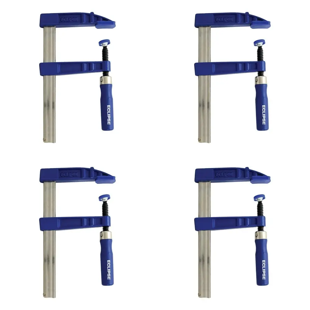 4PK Eclipse Pro Tools F Clamp Heavy Duty 8'' Wooden Handle Workholding Tool Blue