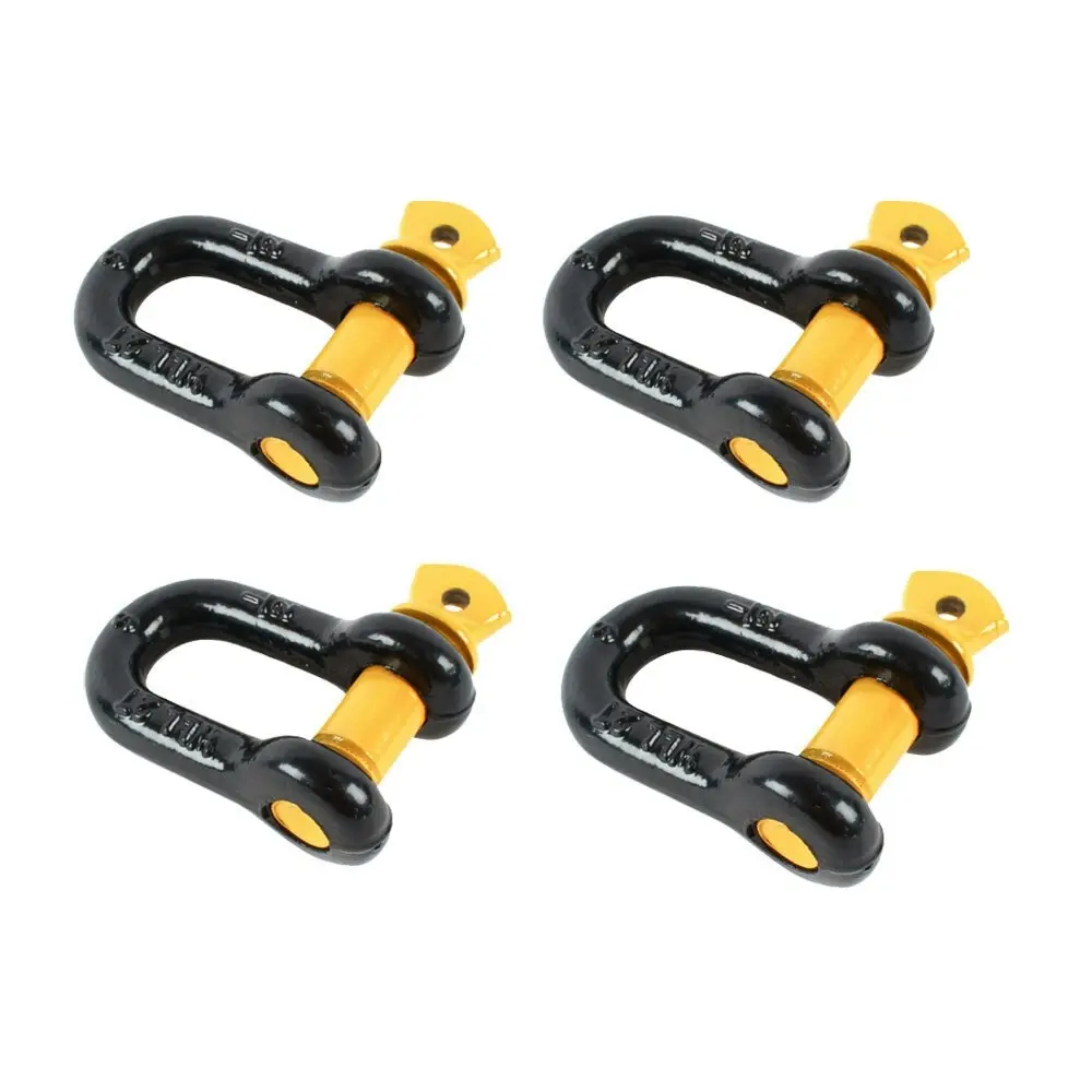 4x Thorny Devil Aluminium Rated D Shackle 2000Kg Outdoor Camping Black/Yellow