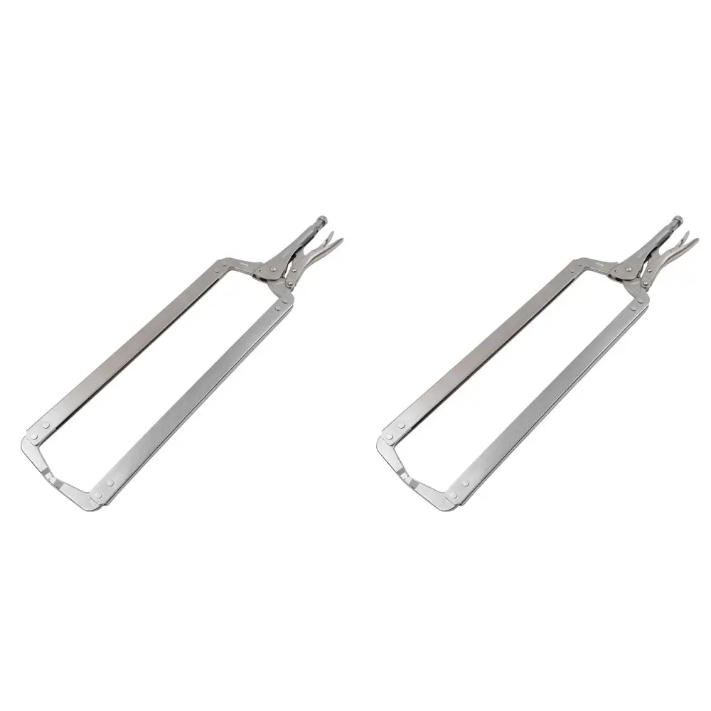 2PK Eclipse Pro Tools Chrome Locking C Clamp 600mm Regular Tips Gripping Silver