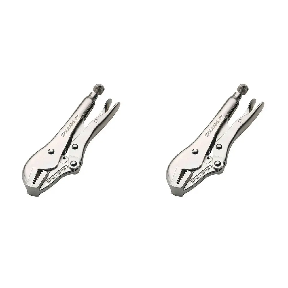 2PK Eclipse Pro Tools Steel Clamp Locking Straight Jaw 175mm Gripping Silver