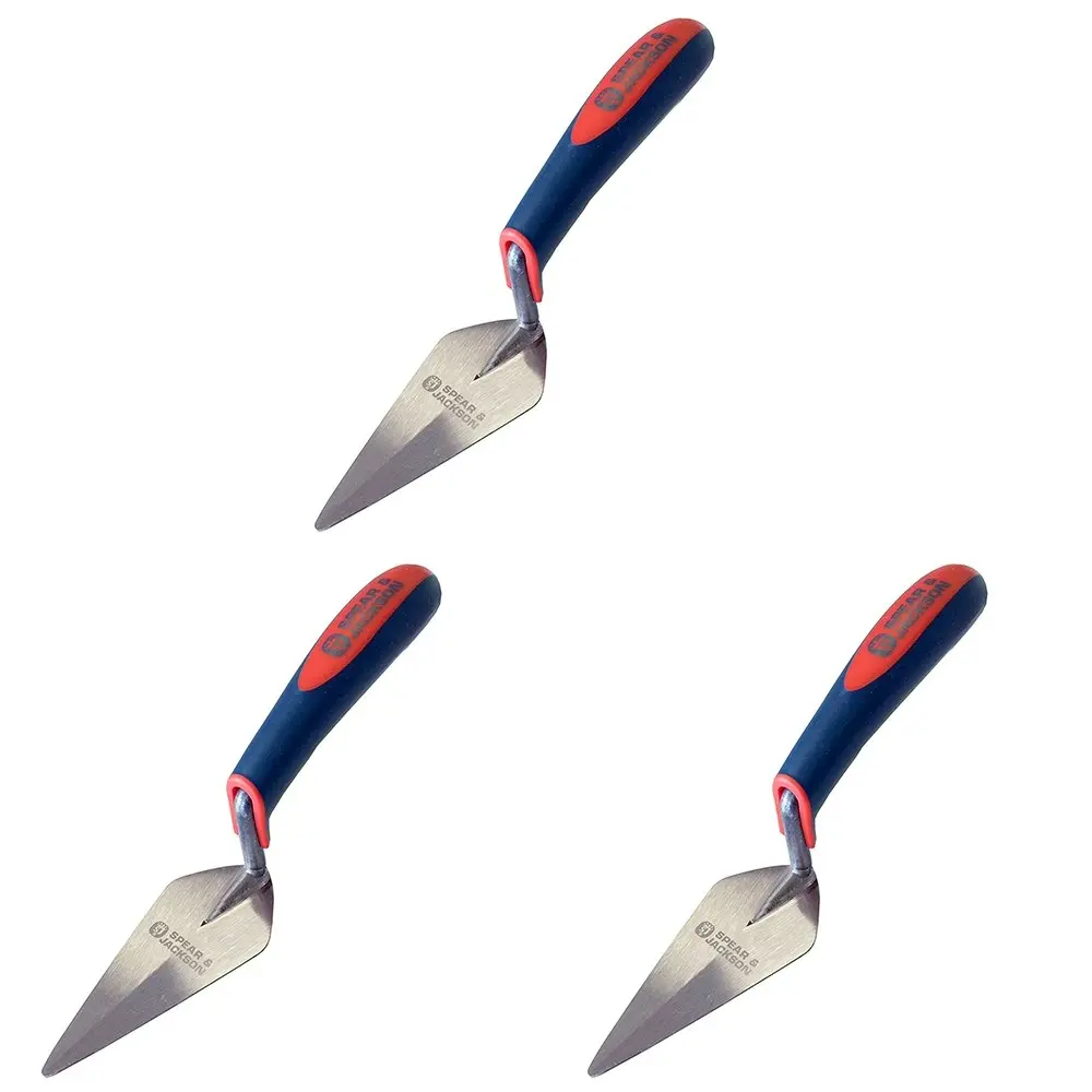 3x Spear & Jackson Pointing Trowel Soft Grip Handle Brickworking Hand Tool 175mm