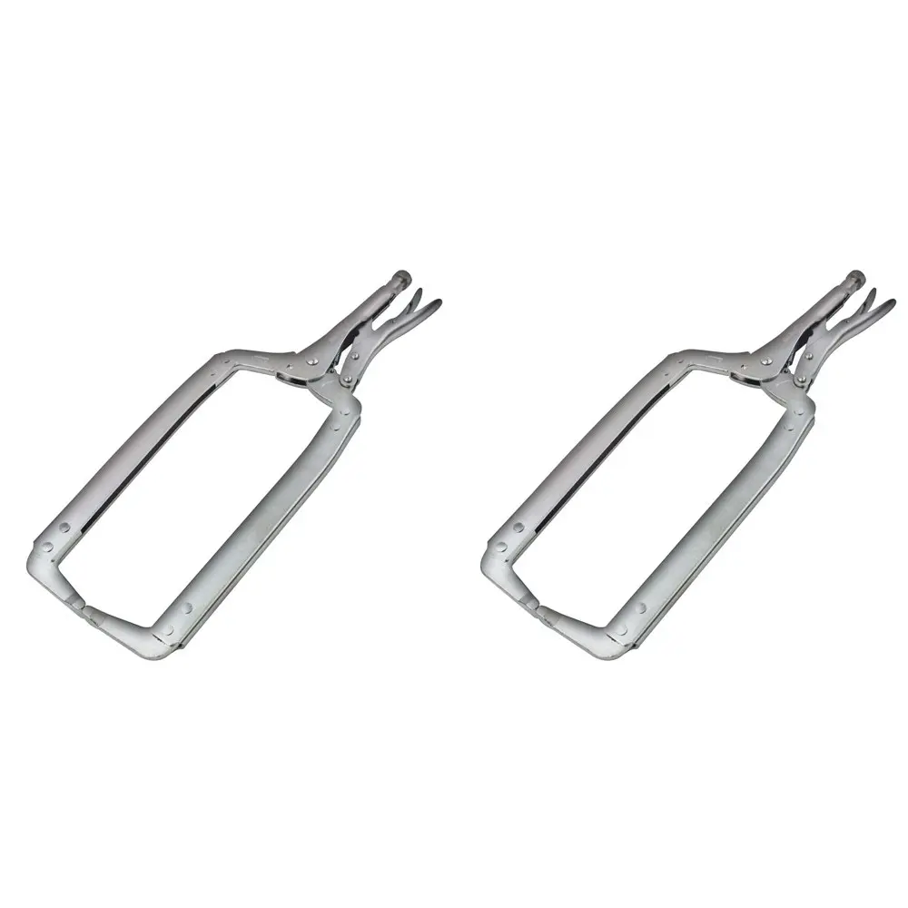 2PK Eclipse Pro Tools Chrome Locking C Clamp 450mm Regular Tips Gripping Silver