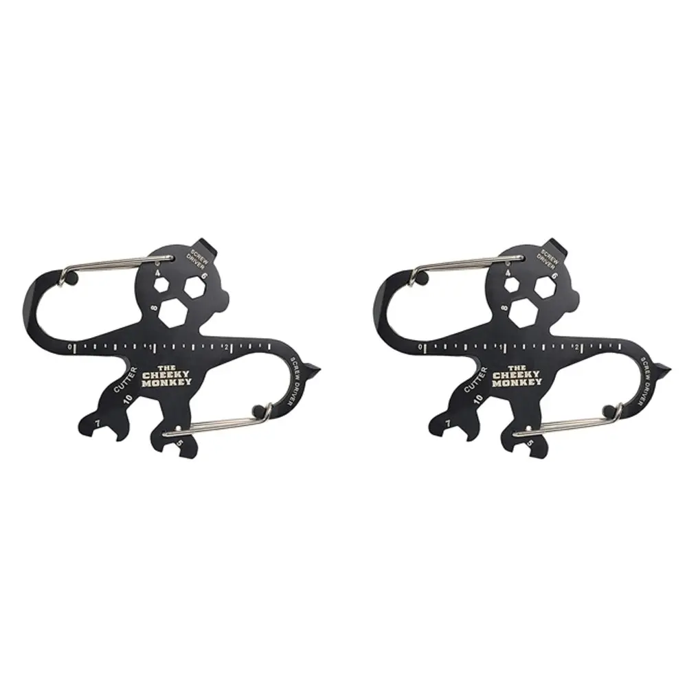 2x Trixie & Milo The Cheeky Monkey Dual Carabiner 13-in-1 Multi-Tool 9x6.5cm BLK