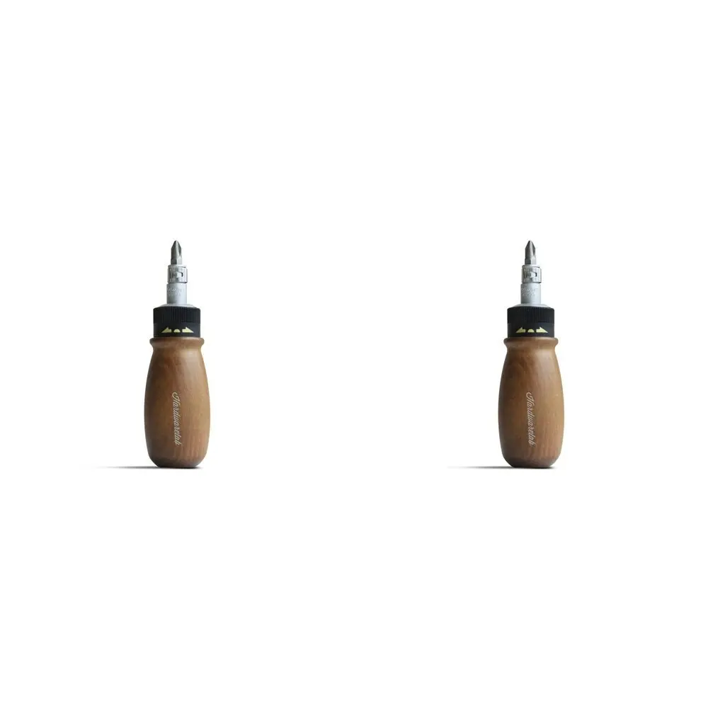 2x HardwareLab Wooden Stubby Screwdriver Bit Repair Tool Set Flat/Philips Brown