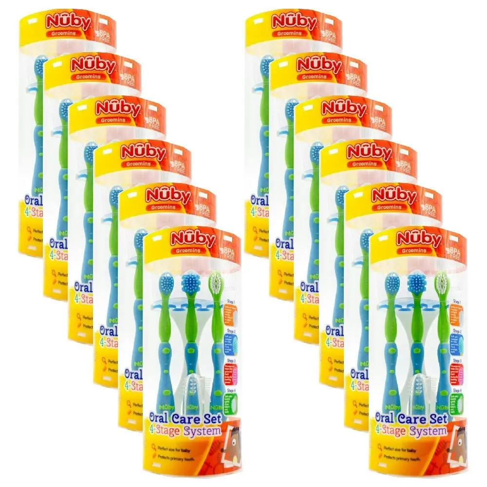 12x Nuby 4 Stage Oral Care Set Baby/Kids Toddler Toothbrush Assorted 0-6Y+