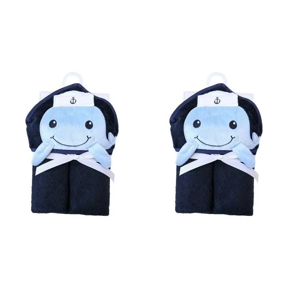 2x LVD Kids/Baby Hooded Soft Bath Time Towel Whale Home Decor/Bathroom 75cm