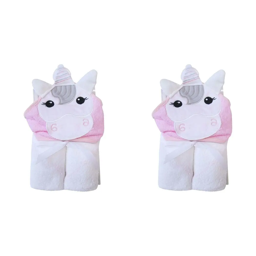 2x LVD Kids/Baby Hooded Soft Bath Time Towel Unicorn Home Decor/Bathroom 75cm