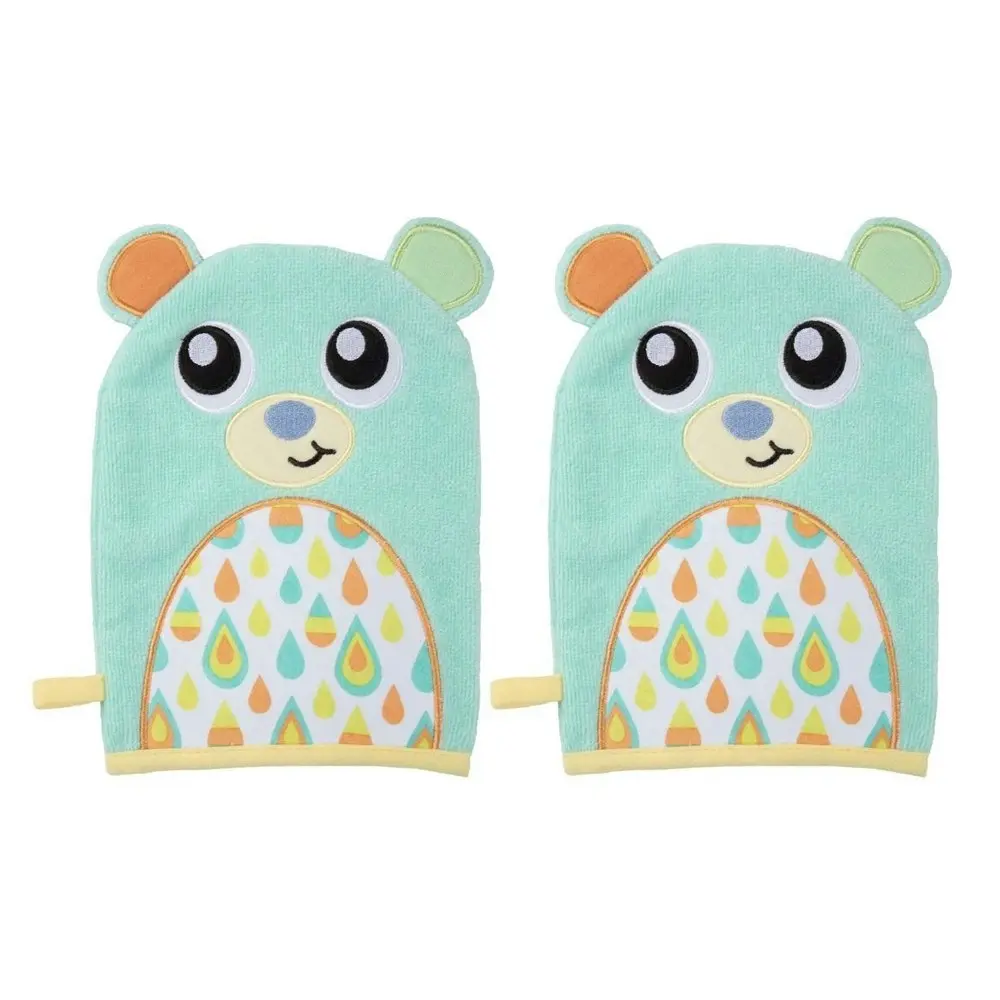 6pc Playgro Friendly Forest Bear Soft Reversible Natural Bath Wash Mitt