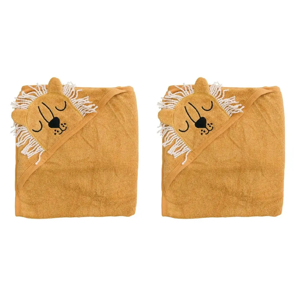 2x LVD Cotton/Polyester Baby/Toddler Soft Hooded Lion Bath Towel 90cm Brown