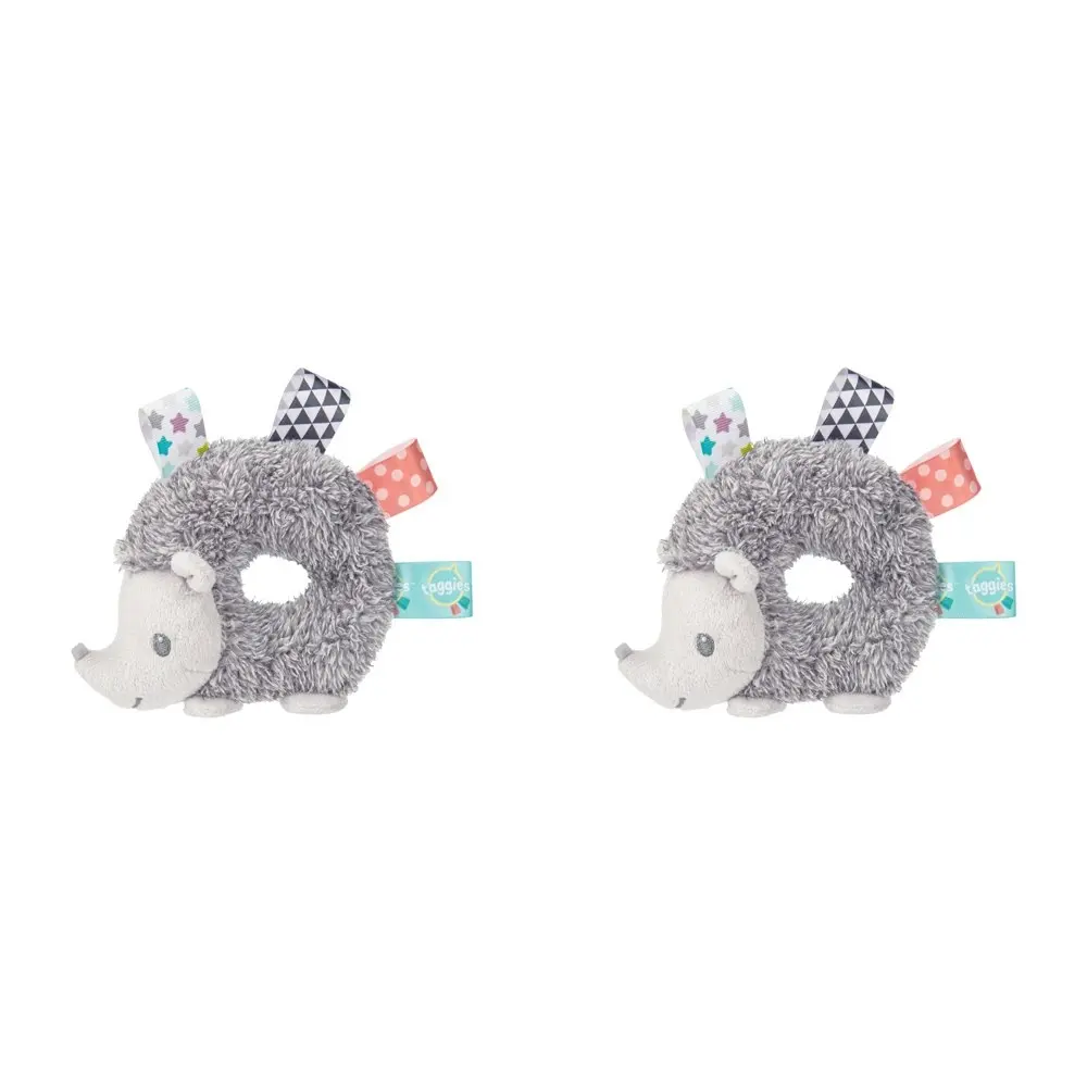 2x Mary Meyer Taggies Heather Hedgehog Teether Rattle 13.5cm Grey Baby 0+ Grey